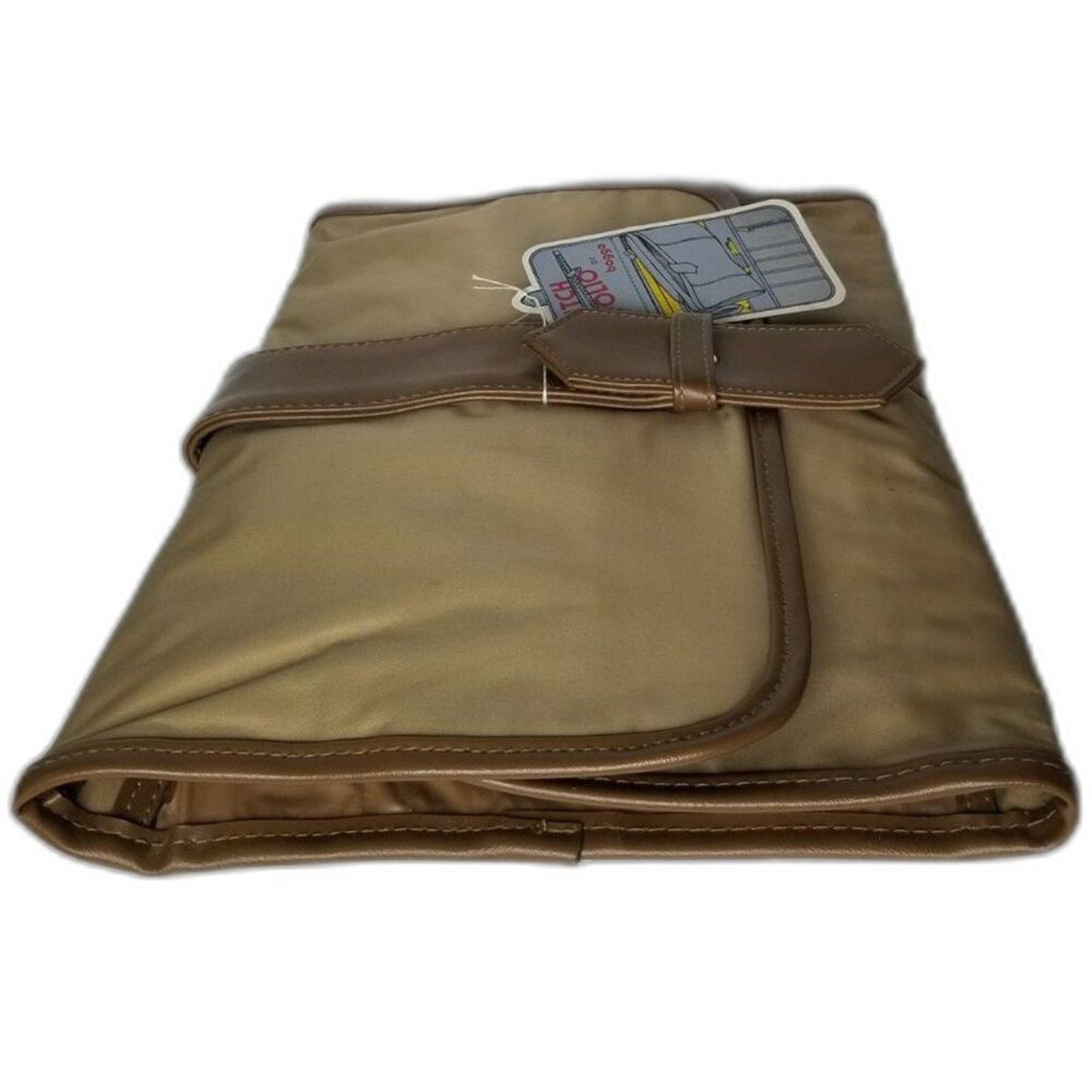 1970s Brown Travel Bag Water Resistant Plastic Maxi Clutch Folio Toiletry Bag [Vintage]
