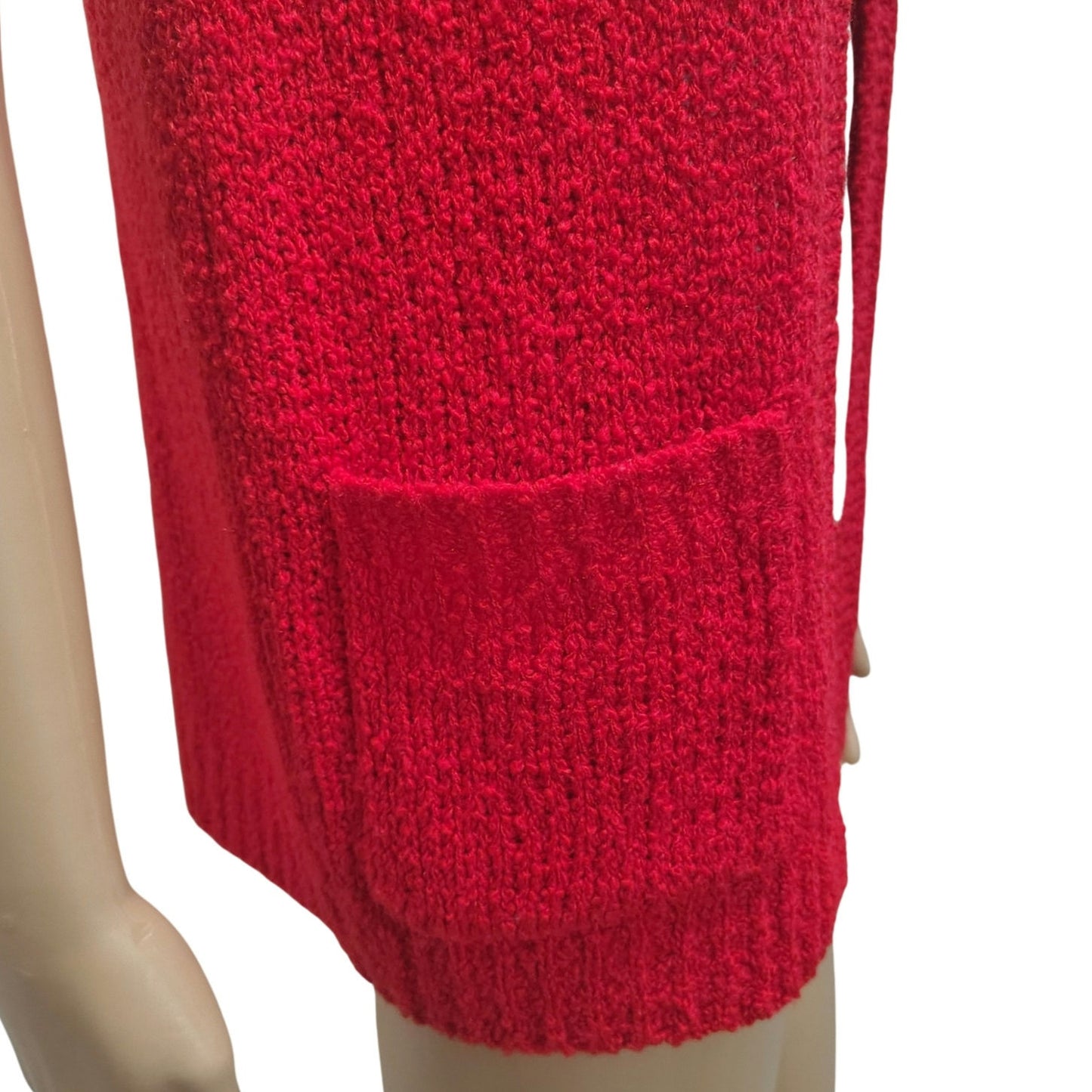 70s Red Acrylic Knit Sleeveless Cardigan Vest Misses Sportswear Size Medium New