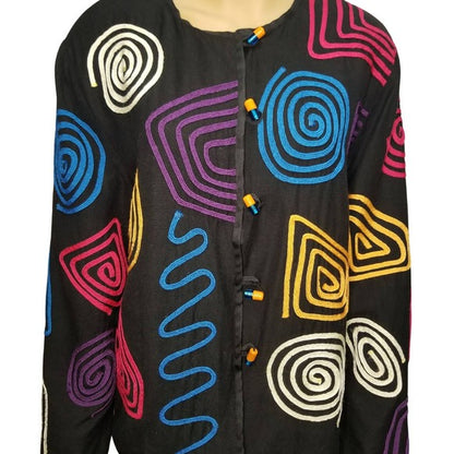 1980s Box Cut Geometric Line Design Blazer ALLURE Size Large [VINTAGE]