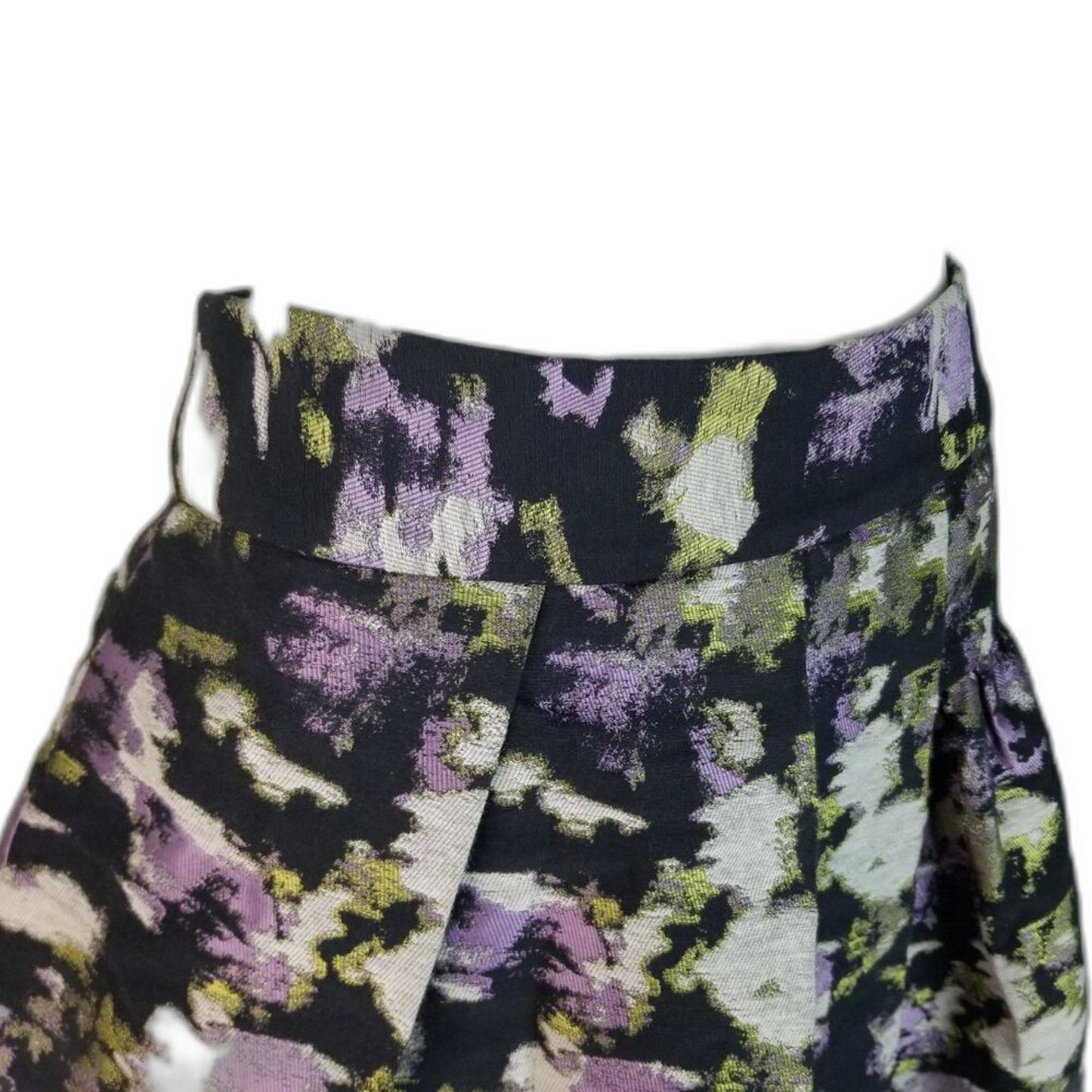 Pleated Purple Gray Black Banana Republic Flare Side Zip Mini Skirt Size 4