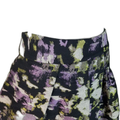 Pleated Purple Gray Black Banana Republic Flare Side Zip Mini Skirt Size 4