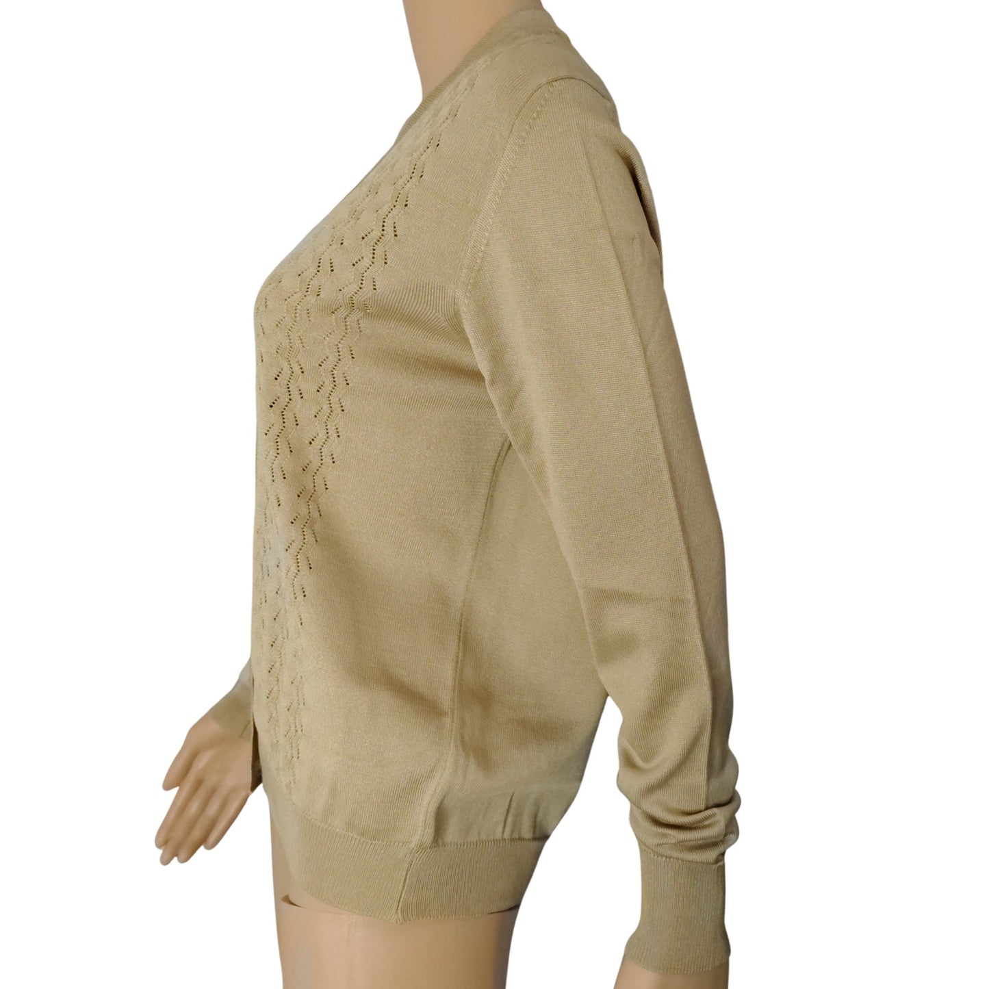 1970s Silan Eden Fil Brown Cardigan Sweater Mother of Pearl Buttons Size Small [Vintage]