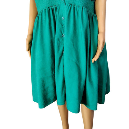 Green Nordstrom Chelsea 28 Fit & Flare Midi Short Ruffle Cap Sleeve Dress Size 2X