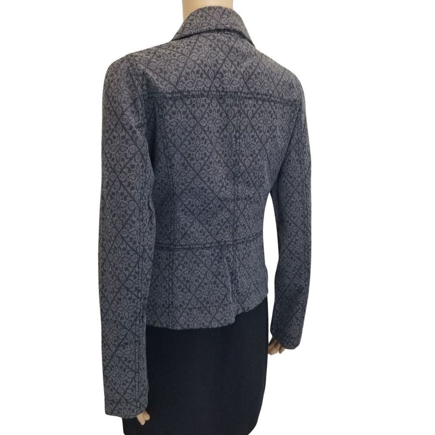 Fitted Tile Design Preppy Single Breasted Fold Down Collar Snap Blazer Size 0