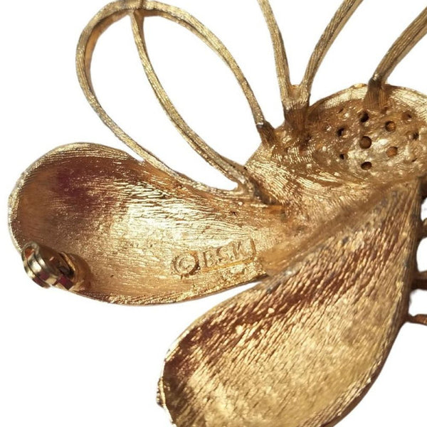 1950s BSK Vintage Mid Century Avant-garde Rhinestone Spiral Floral Brooch Pin [VINTAGE]