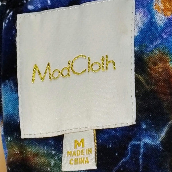 Blue ModCloth Fervour Dress Galaxy Fit & Flare Back Zipper Sleeveless Size Small