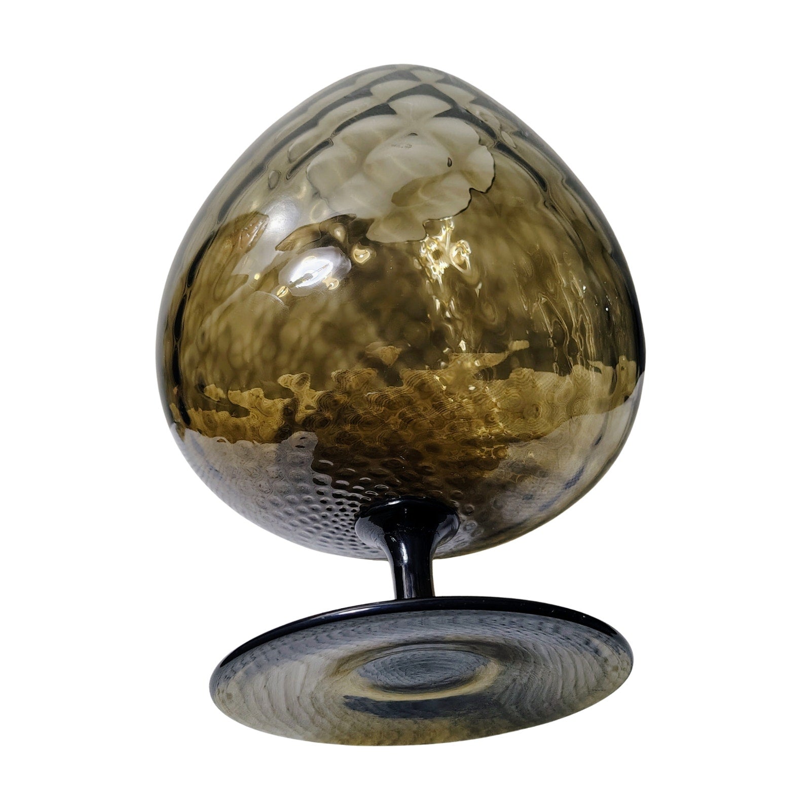 1950s Rare Black Glass MCM Mid-Century Modern Huge Base Optical Vase Empoli Italy [Vintage]