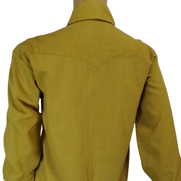 1970s Western Long Sleeve Collar Shirt Mustard Yellow Pearl Snap  Size Small [Vintage]