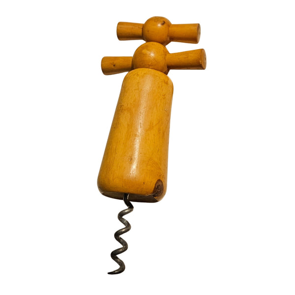 1950s MCM Vintage Wooden Continuous-pull Corkscrew Reverse Helix Mechanism GUC