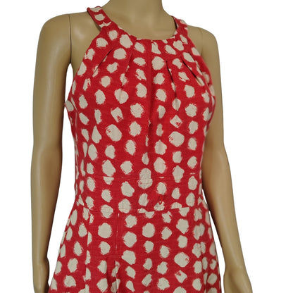 Orange Cream Bodycon Polka Dot Fit & Flare Racer Back Midi Dress Eliza J Size 6