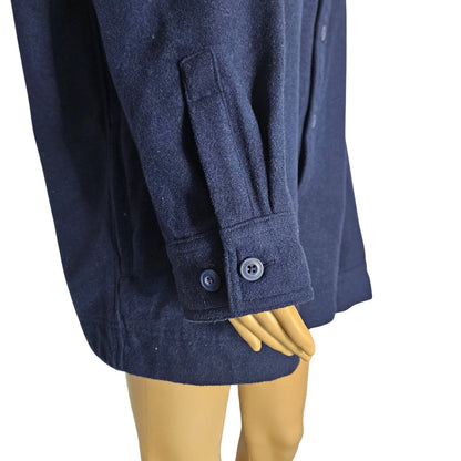 Blue Wool Christian Lacroix Long Sleeve Button Up Folded Collar Shirt Size Large