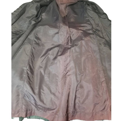 1970s Gray Belted Long Leather Trench Coat Collar Big Pockets Size Med Vintage