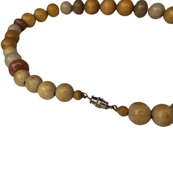 Vintage Graduated Wood Round Beads Plastic Oval Beads Green Brown Mixed Necklace