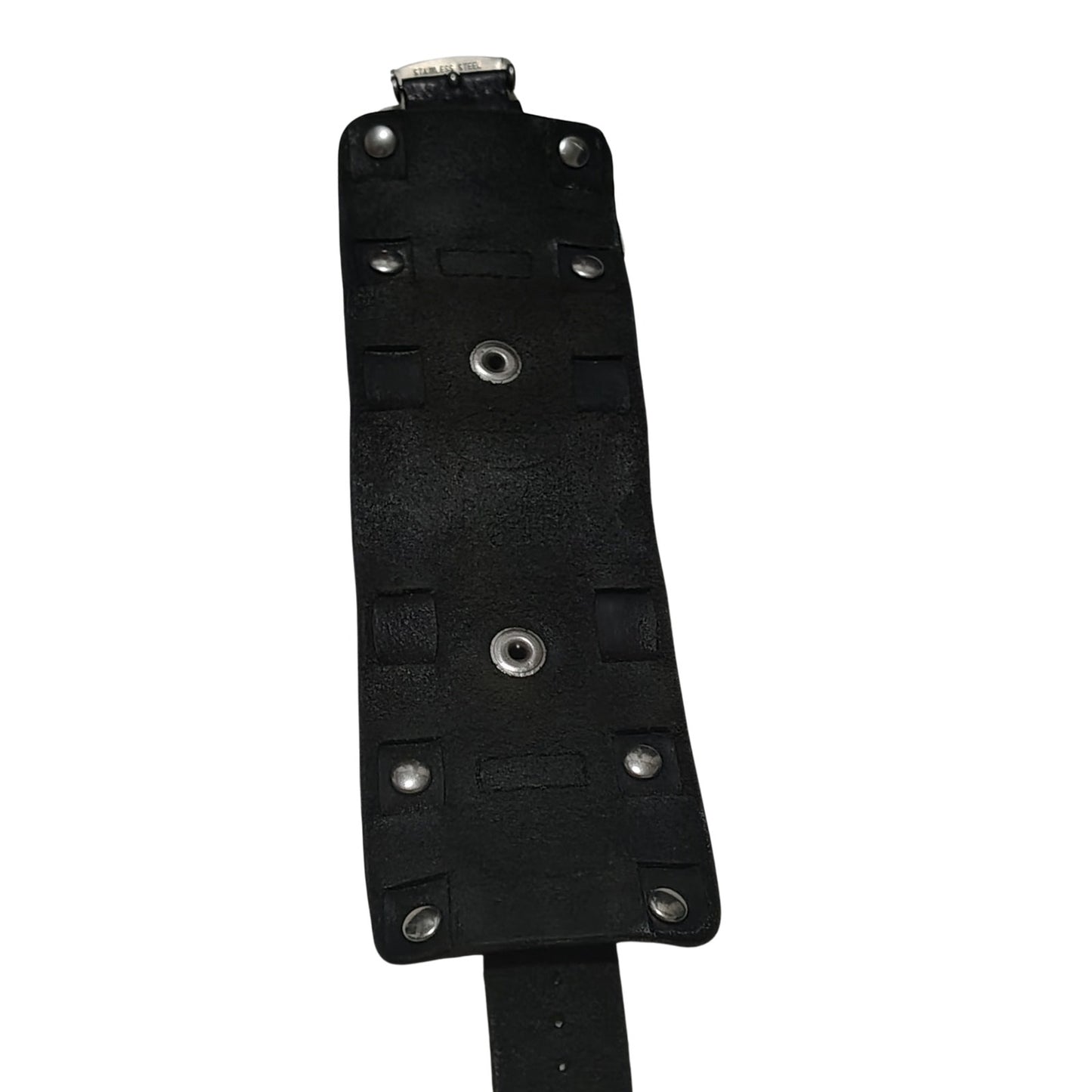 1990s Black genuine leather cuff-style Fossil Watch Band "Bund" strap or "cuff" [Vintage]