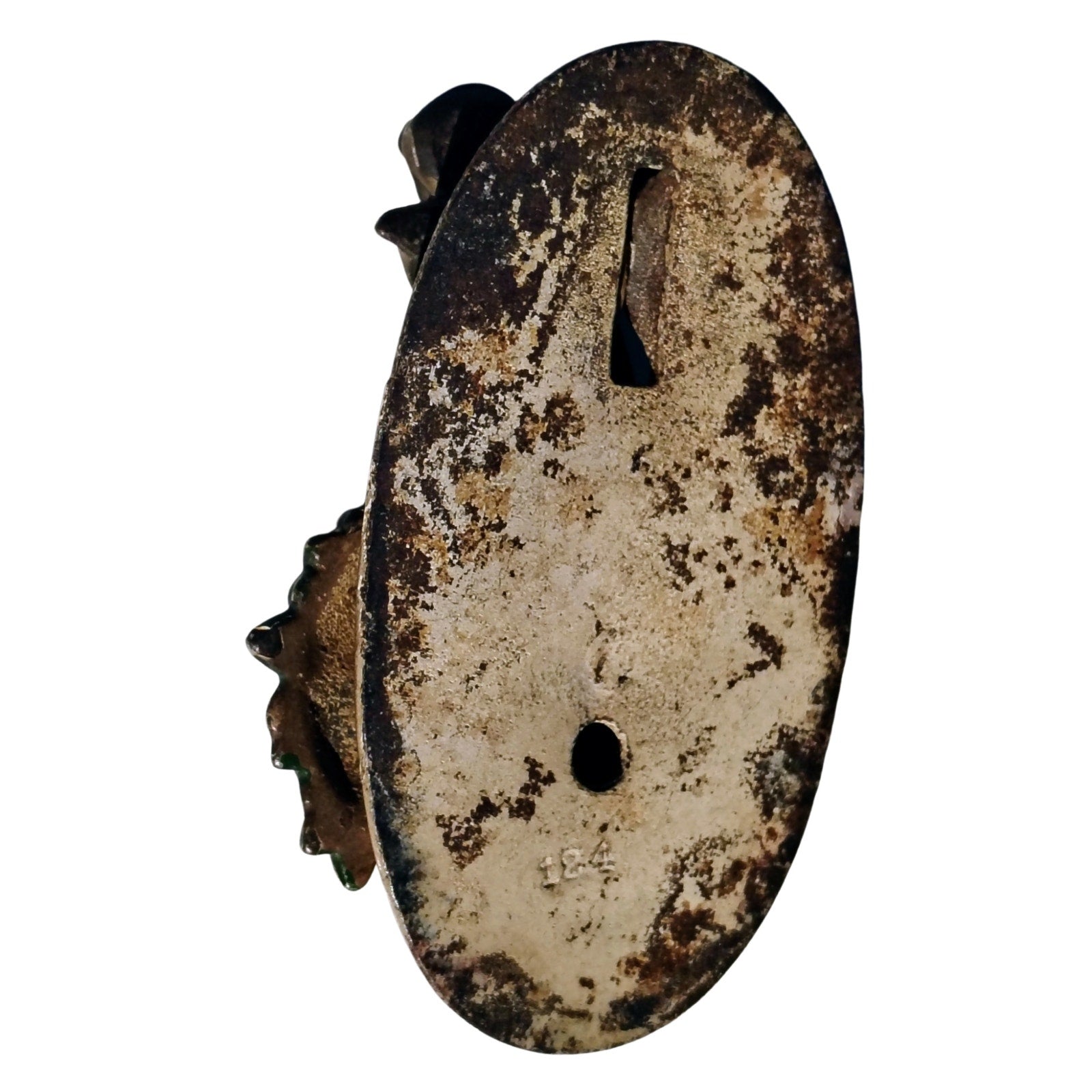 1920s Hubley Cast Iron Flower Basket Ribbon Door Knocker Cream [Antique]