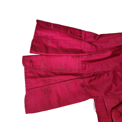 1970s Burgundy Wine Button Up Long Sleeve Folded Wrist Cuffs Dress Shirt Size 15 [Vintage}