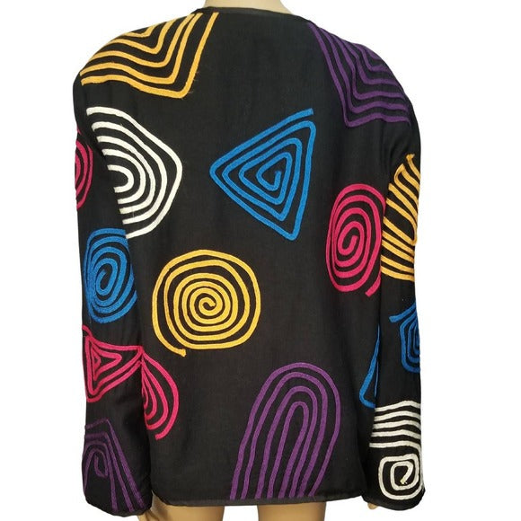 1980s Box Cut Geometric Line Design Blazer ALLURE Size Large [VINTAGE]
