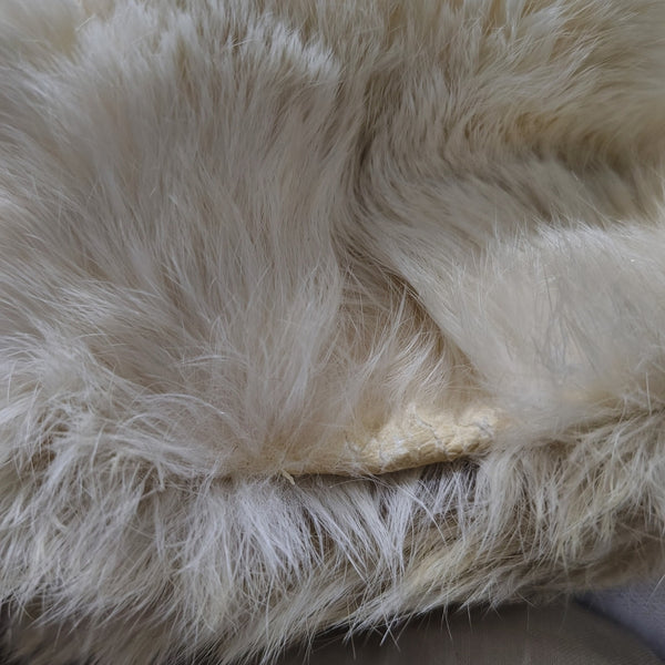 1950s Cream Real Fur Tall Pillbox Cossack Style Winter Hat [Vintage]