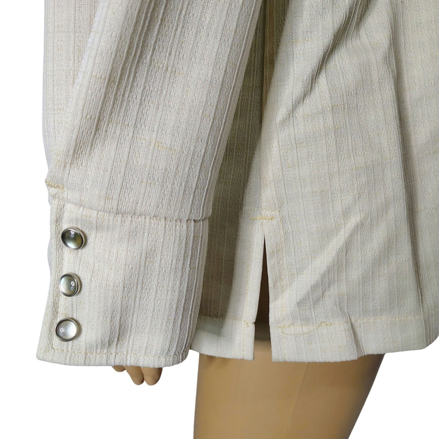 70s Lee Riders Beige Pearl Snap Western Light Weight Jacket Button Up Shirt Shacket Size Medium [Vintage]