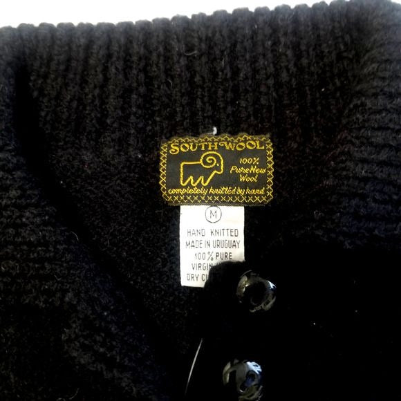 Hand Knit Pure Wool Pullover Collar Sweater Teddy Bear Motif Medium [VINTAGE]