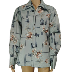 70s Triumph California Dress Shirt Floral Disco Hawaiian Hippie Size Medium  [Vintage]