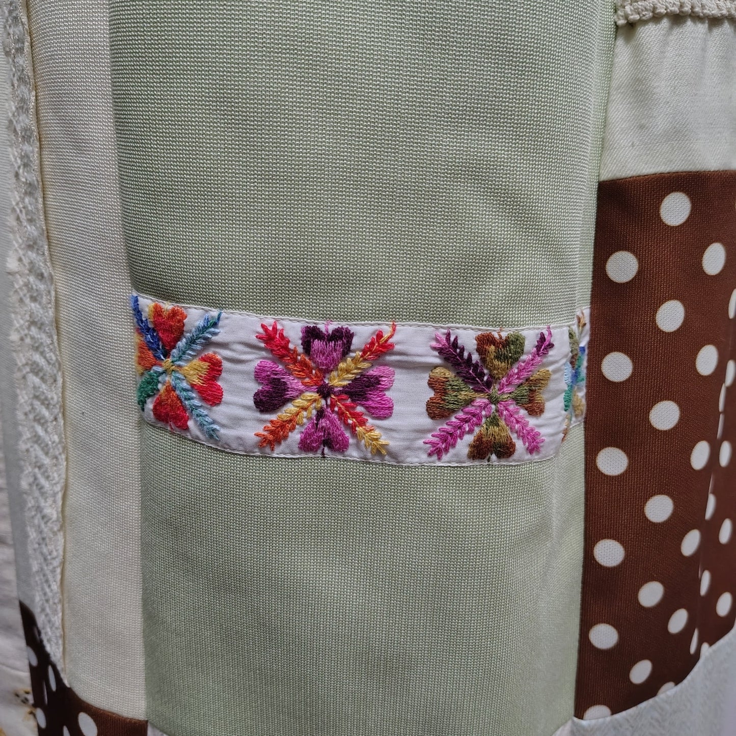 1960s Patchwork Boho Maxi Skirt Prairie Lined Size XS [Vintage]