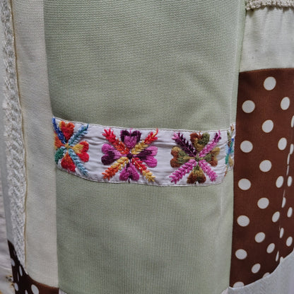 1960s Patchwork Boho Maxi Skirt Prairie Lined Size XS [Vintage]