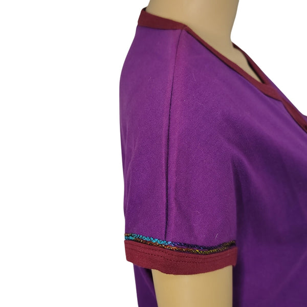 Purple Rising International A Line Midi Dress Mixed Applique Details Two Pockets