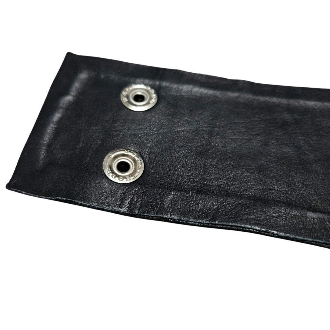 1980s Repoussage Leather Design in Black Red Cinching Belt Size Small [Vintage]