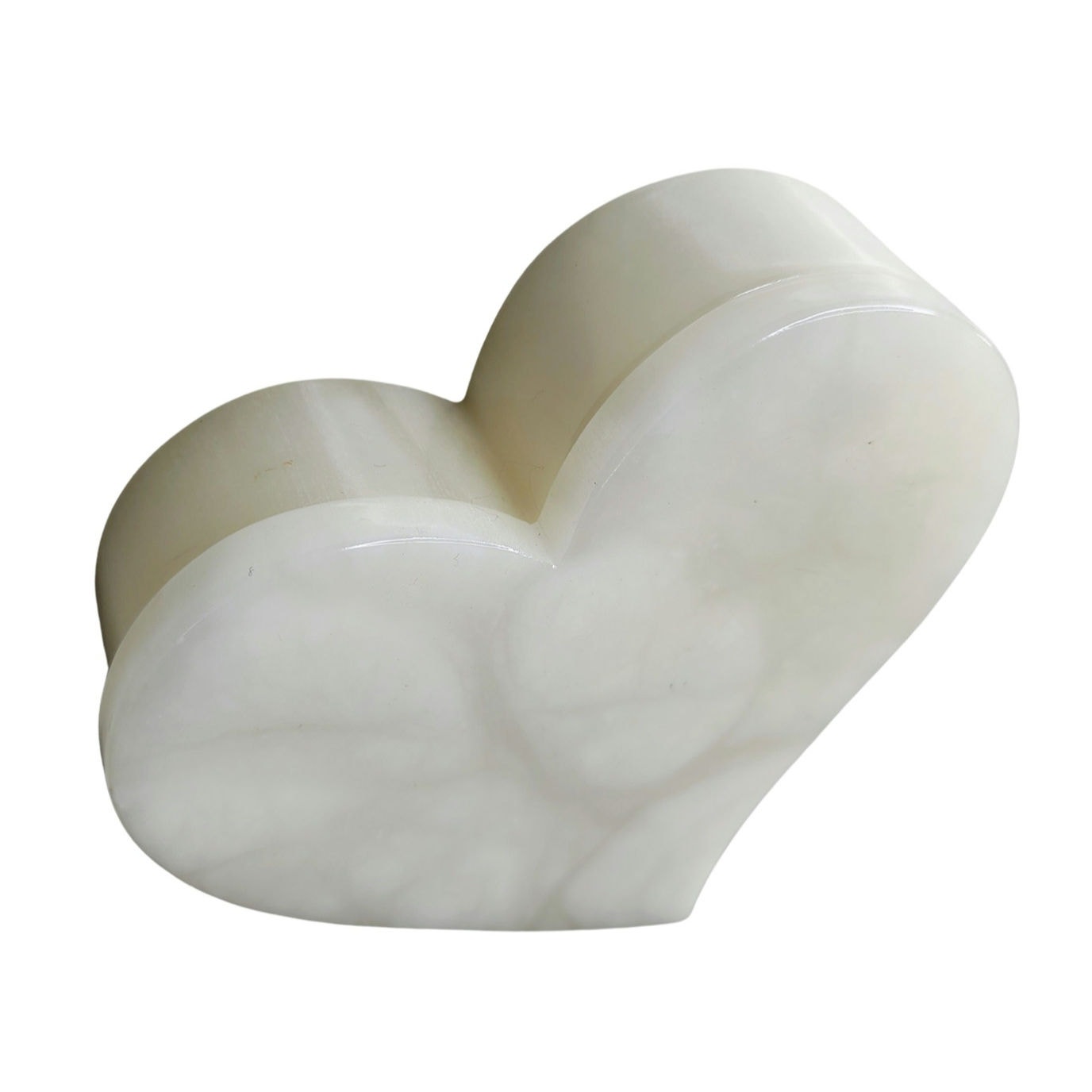 Off White Ducceschi Genuine Alabaster Trinket Dish Heart Keepsake Box Swivel Top