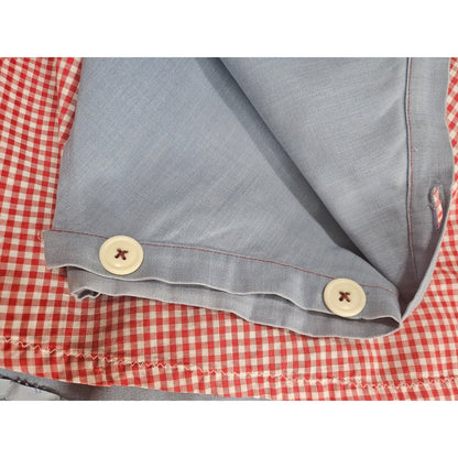 1970s Blue Red White Midi Wrap Skirt Plaid Accents Lining Hand Made Size XS [Vintage]