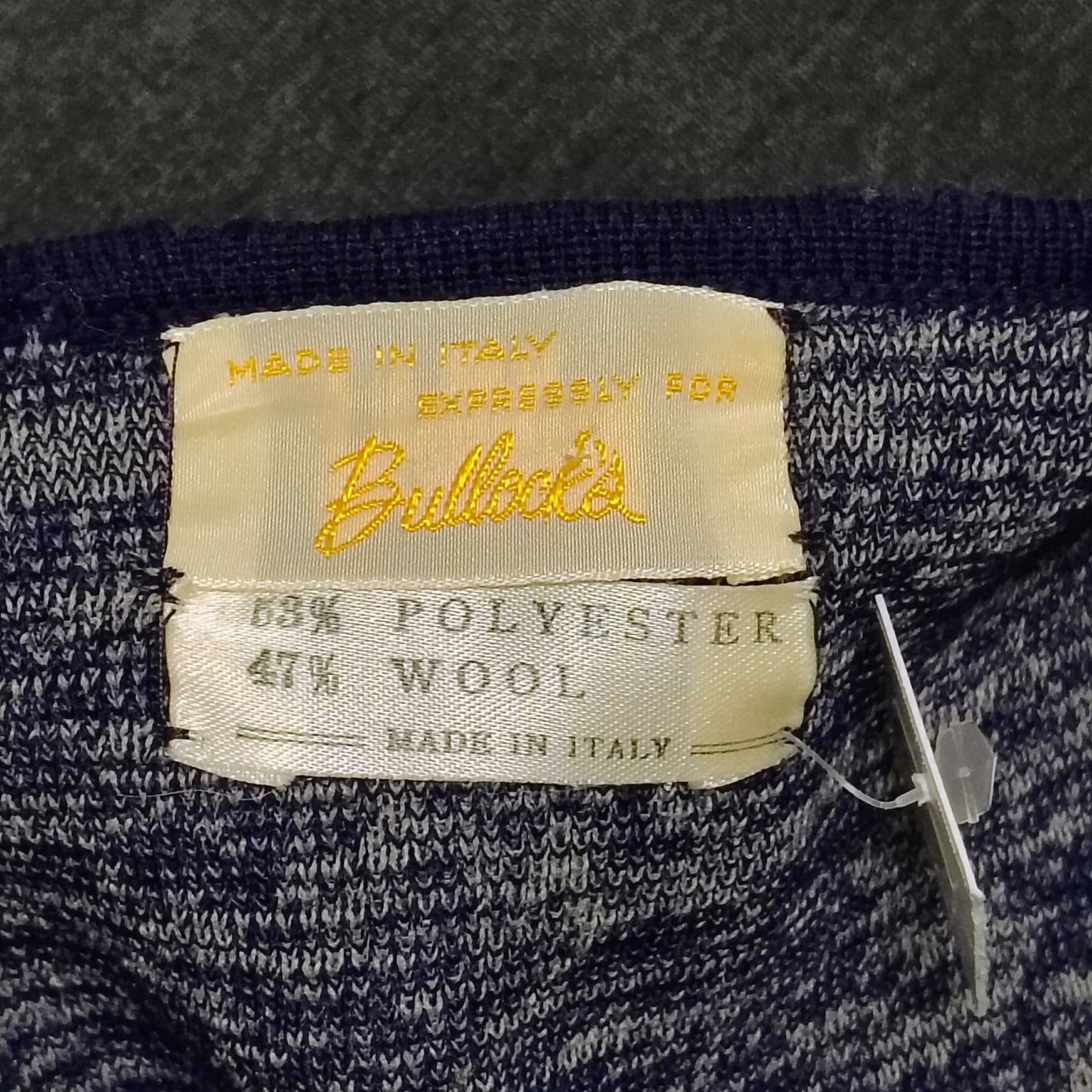 1960s Striped Blue Wool Button Up Cardigan Crewneck Long Sleeve Cardigan Size 12
