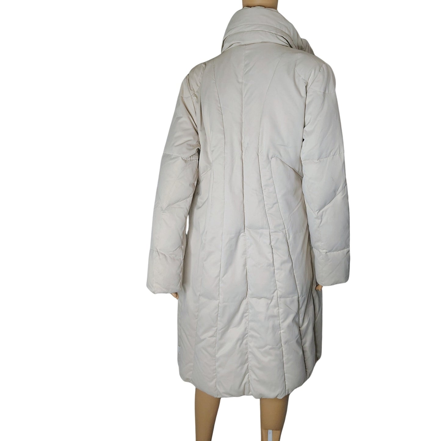 Calvin Klein Beige Performance Women's Puffer Coat Jacket Rollaway Hood Size Medium