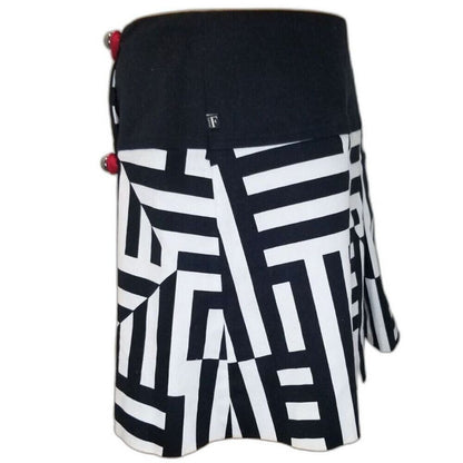 Gianfranco Ferre Jeans Geometric Print Y2K Mini Skirt White Black Red Size Medium [Vintage]