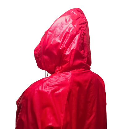 80s Red Izod Lacoste Nylon Windbreaker Jacket Terry Cloth Zip Up Hoodie [Vintage]