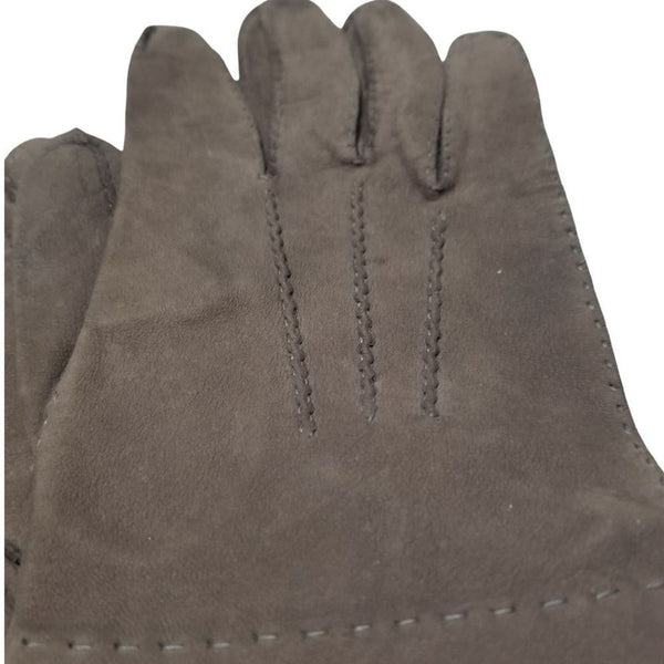 Taupe Suede Leather Fitted Gloves Seam Detail Unlined Women's Large [VINTAGE]