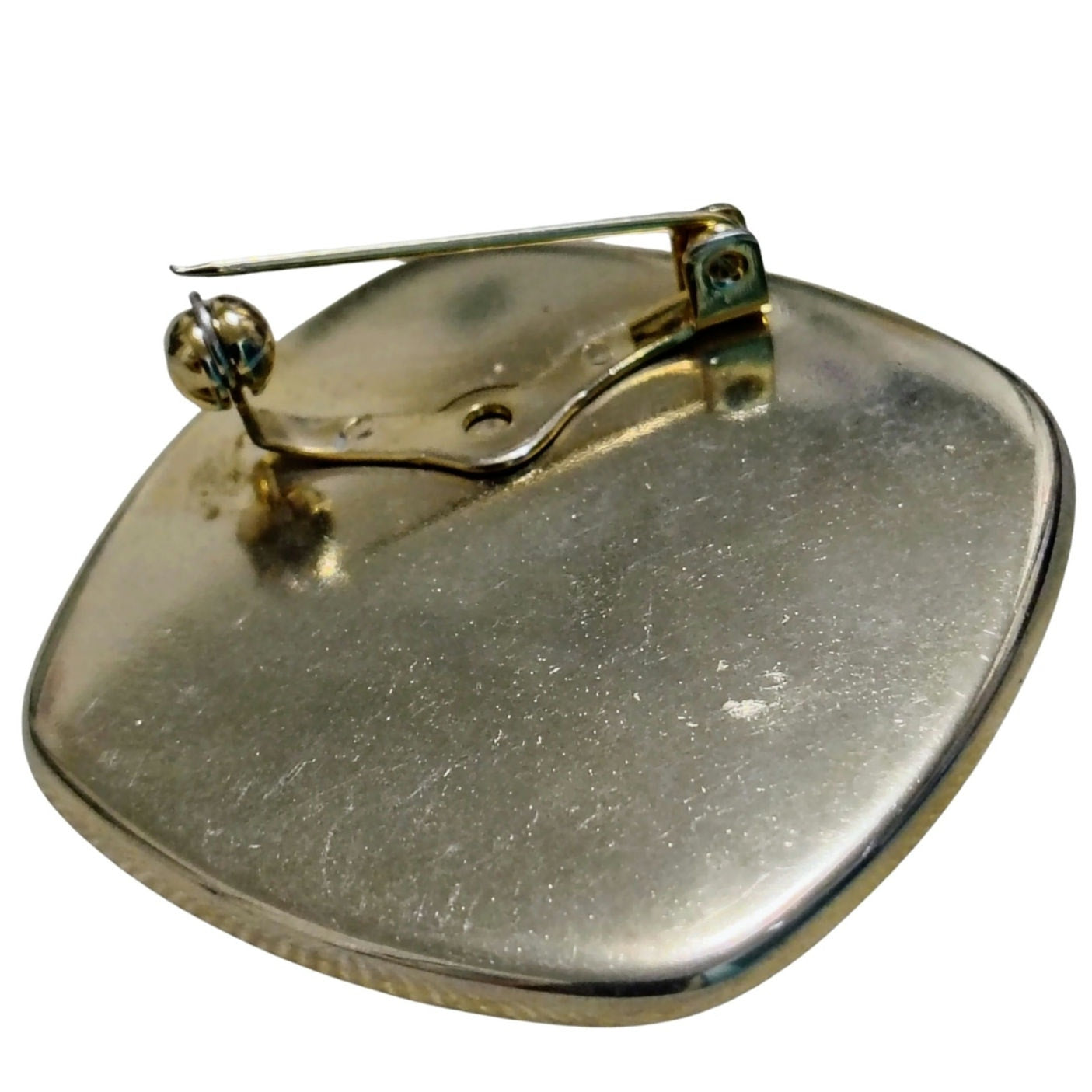 1990s Abstract Graphic Design Square Enamel Brooch Encased in Metal [Vintage]