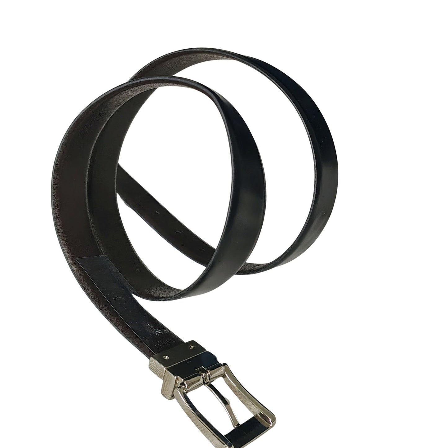 Leather Black Reversible Belt Brown Black Square Silver Buckle Size Large