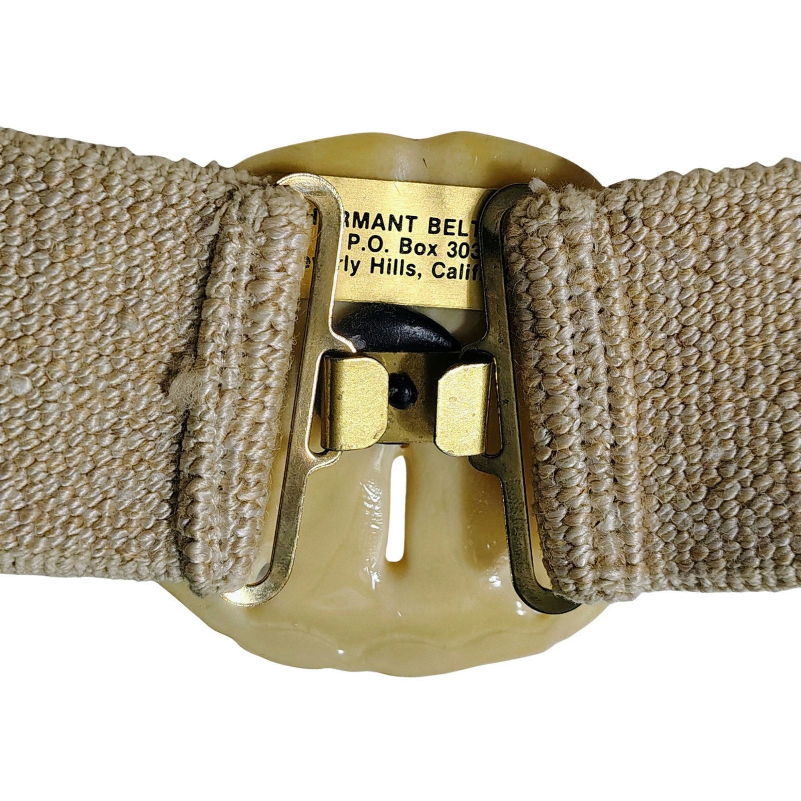 1980s Genuine Sand Dollar Elastic Waist Cinching Defining Belt Cream Medium [Vintage]