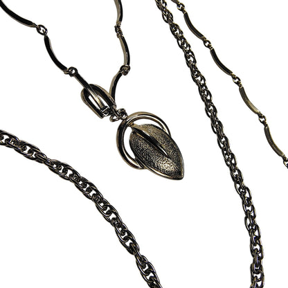 Vintage Layered Multi-chain Leaf Pendant Chain Link Necklace Victorian Style