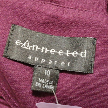 Burgundy Bodycon Body Conscious Three Quarter Sleeve Midi Casual Dress Size 10