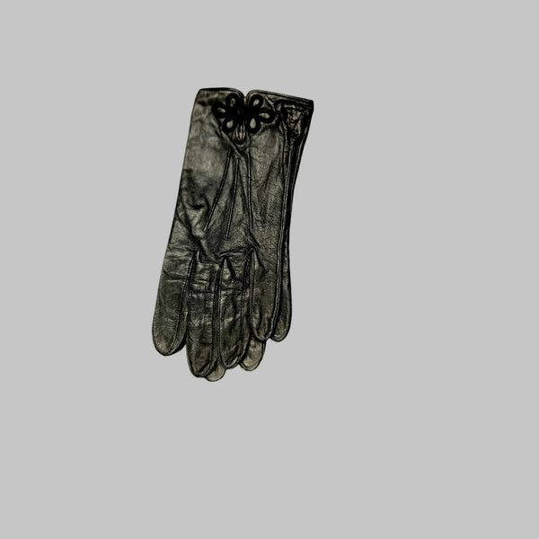 Vintage Anne Klein Aris Black Soft Leather Frog Closure Gloves Size Large Womens