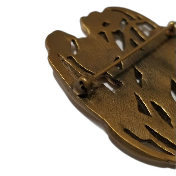 1980s Vintage Art Nouveau Irises Historical New Orleans Collection Gold Brooch