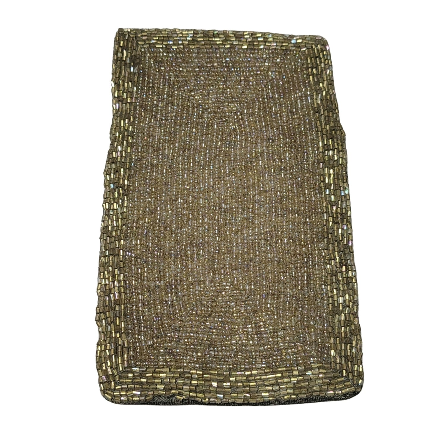 1980s Beaded Light Brown Handbag Flex Frames Eyeglass Rectangle Pouch
