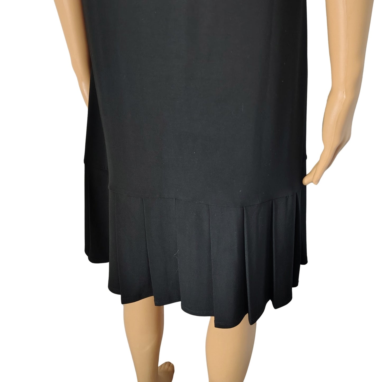 Black  Metallic Embellished VNeck Flapper Inspired Pleat Hem Drop Waist Dress