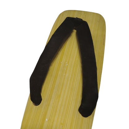 Traditional Geta Clogs Sandals Brown Wood Black Velvet Thongs Size 10.5 [Vintage]