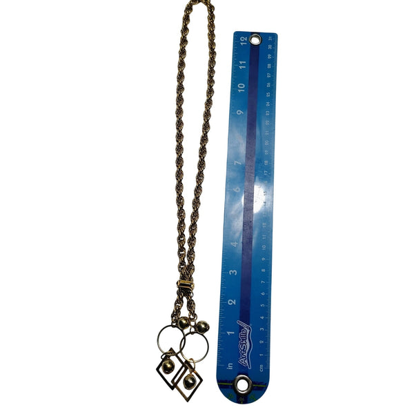 Vintage 80s Gold Tone Round Rope MCM Beads in Hoops Loops Diamond Design 12"