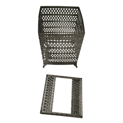 1960s Ornate Filigree Design Silver Tone Tissue Box Holder Hollywood Regency Era [Vintage}