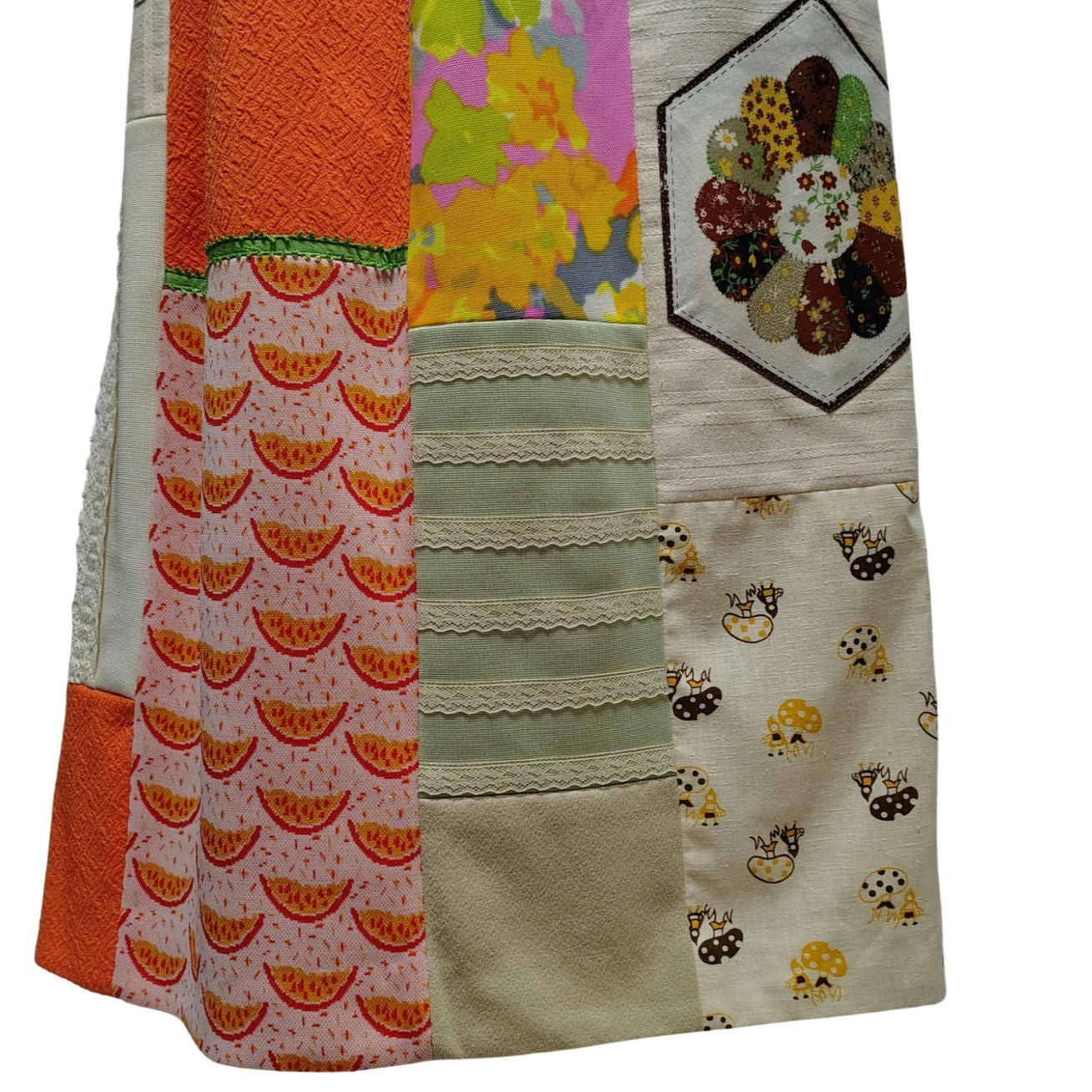 1960s Patchwork Boho Maxi Skirt Prairie Lined Size XS [Vintage]
