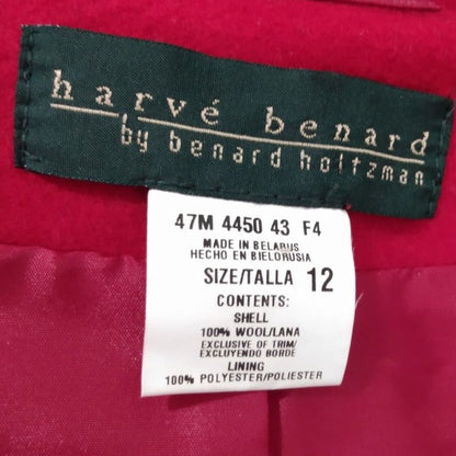 Vintage Long Red Wool Coat 100% Pure Wool Trench Coat Size 12